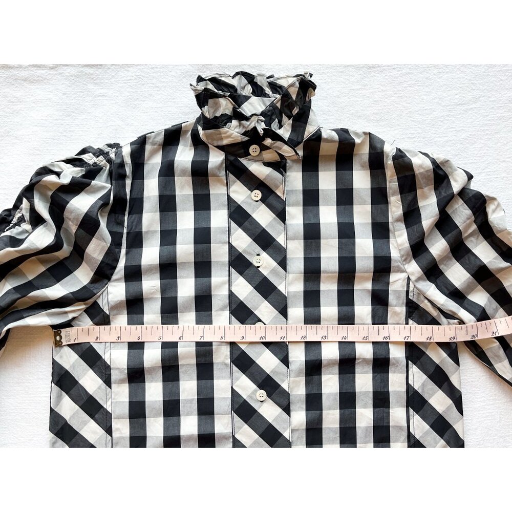 NWOT Thierry Colson Cotton Black & White Check Wind Blouse